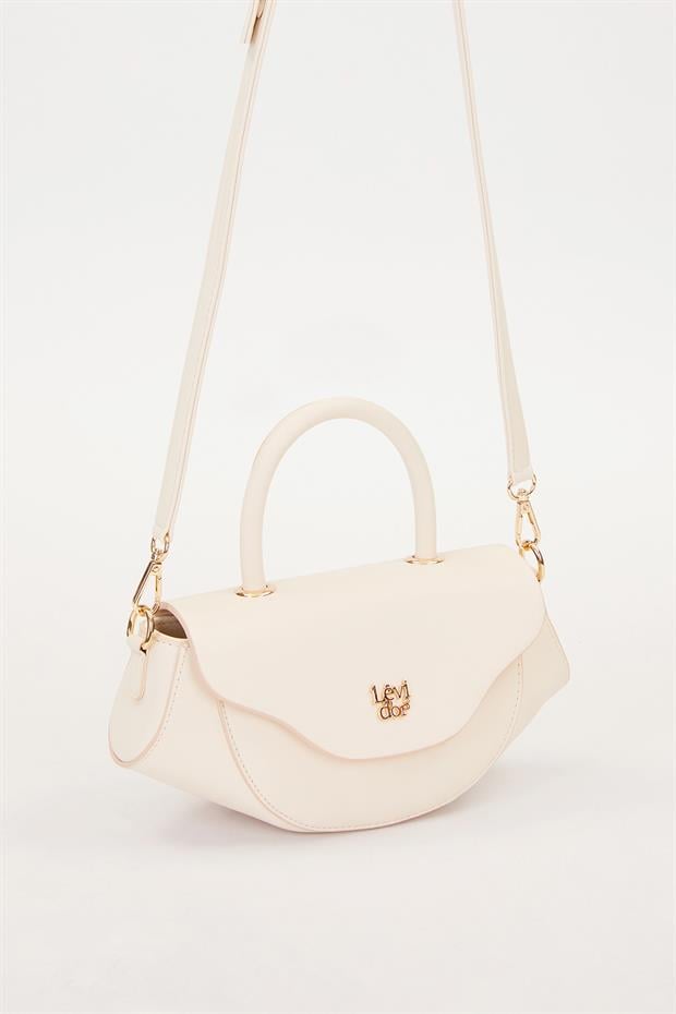 Krem Geometrik Model Omuz Çantası