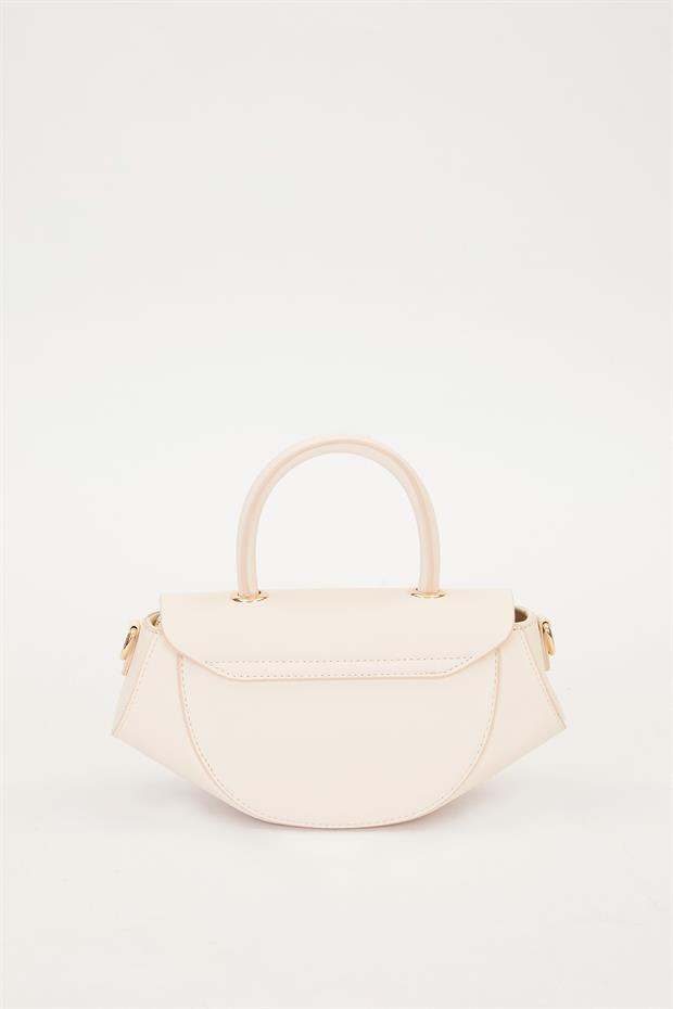 Krem Geometrik Model Omuz Çantası