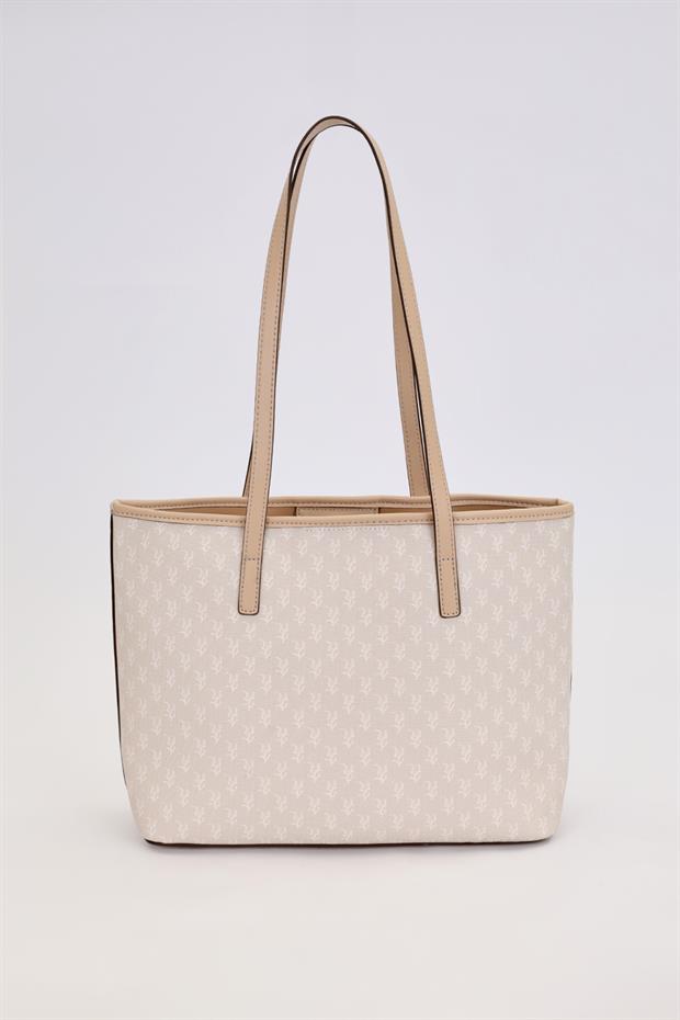 Krem Gold Akseusar Detaylı Omuz Çantası