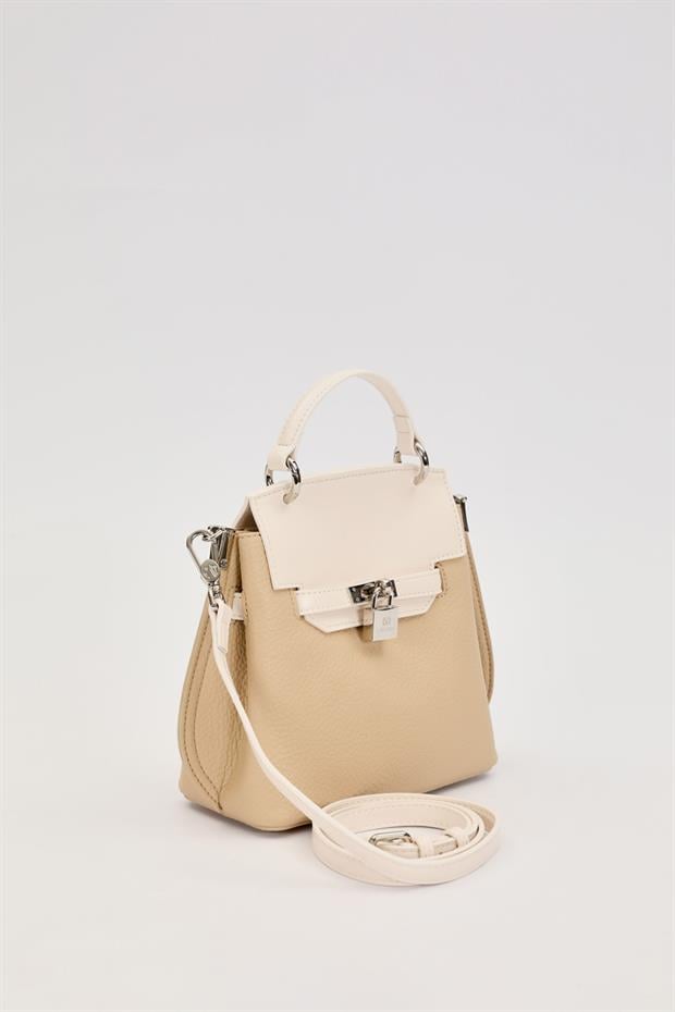 Krem İnci Askı Detaylı El Çantası
