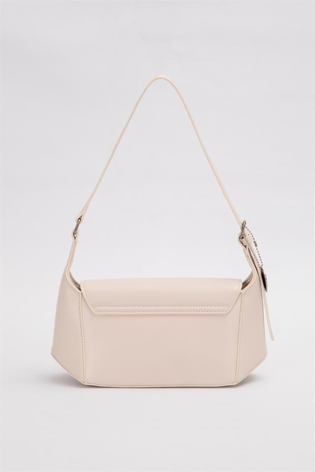 Krem Kalp Aksesuar Detaylı Omuz Çantası
