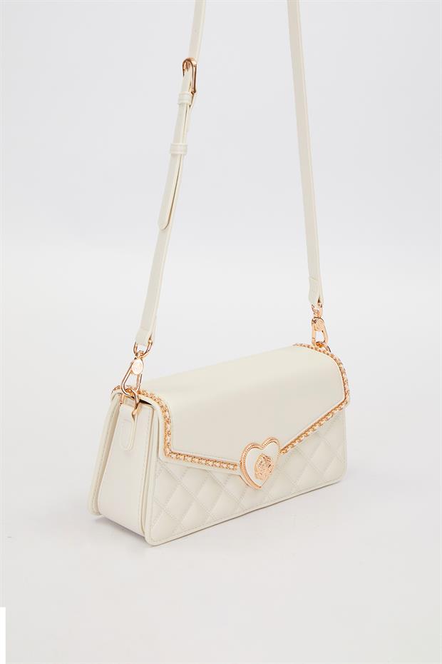 Krem Kalp Toka Detay Omuz Çantası