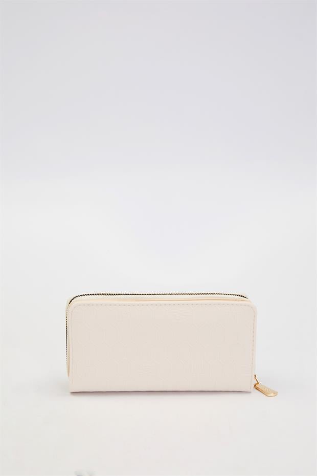 Krem Kapama Detaylı Cüzdan