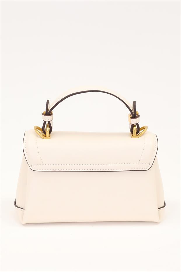Krem Kilit Çevirmeli Omuz Çantası