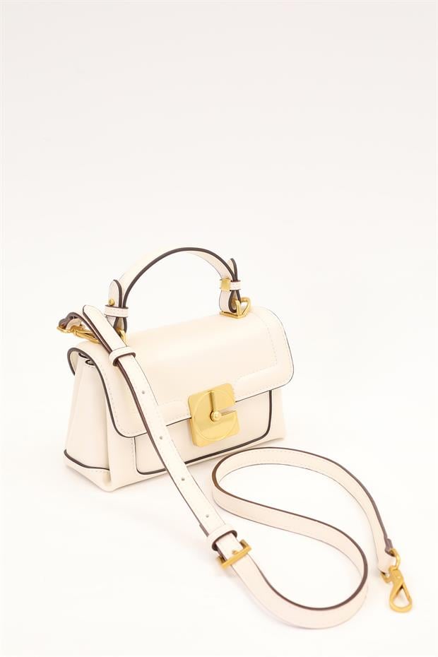 Krem Kilit Çevirmeli Omuz Çantası