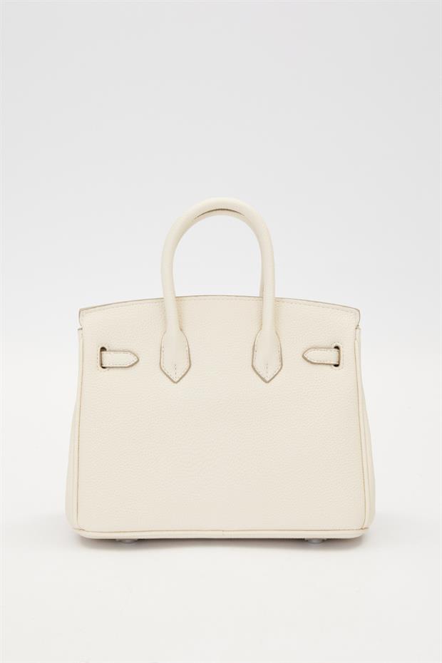 Krem Kilit Kapama Detaylı El Çantası