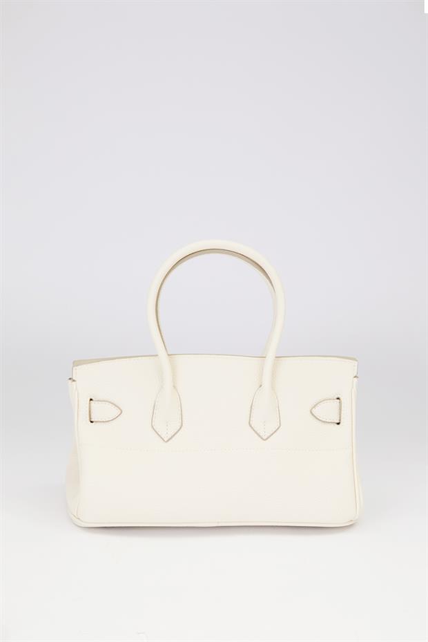Krem Kilit Toka Detaylı El Çantası