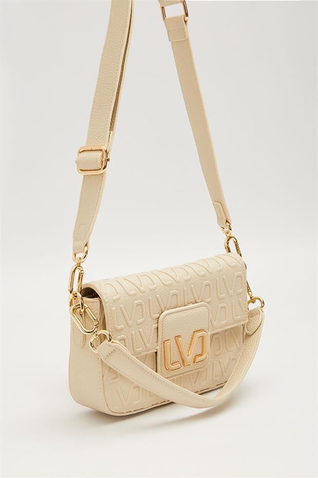 Krem Kısa Askılı Dokulu Omuz Çantası