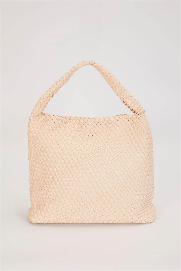Krem Kısa Askılı Örgü Model El Çantası