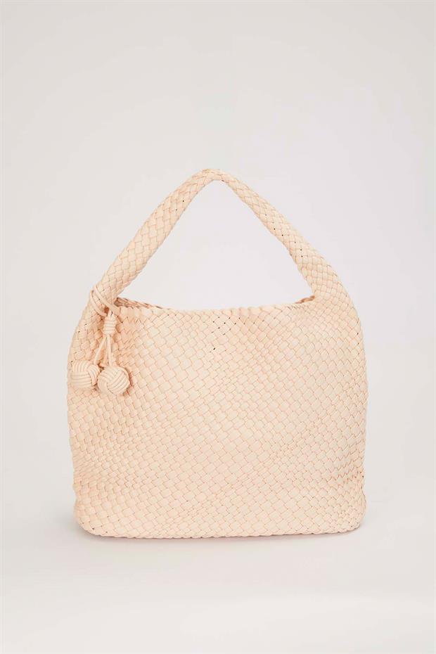 Krem Kısa Askılı Örgü Model El Çantası