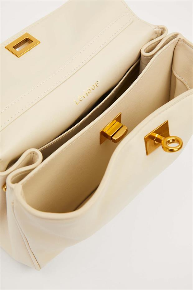 Krem Kompakt Model El Çantası