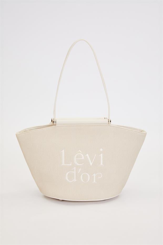 Krem Kumaş Görünümlü Omuz Çantası