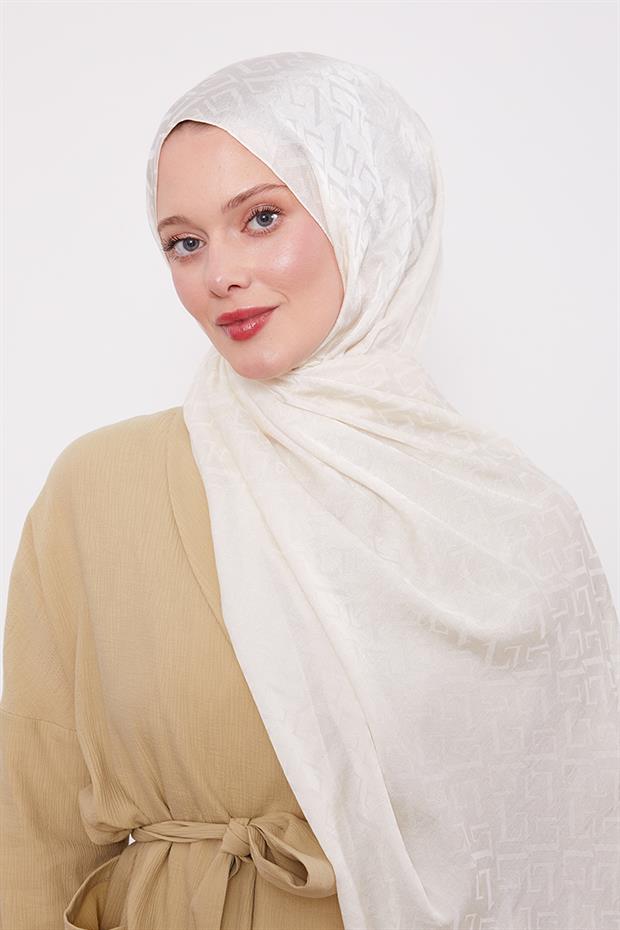 Krem L Desen İtalyan Jakar Şal