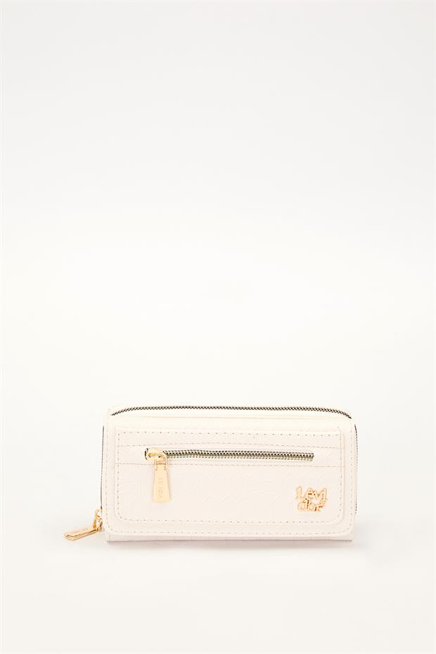 Krem Logo Detay Cüzdan