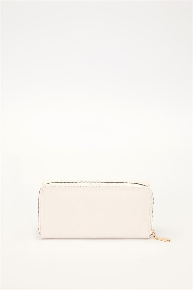 Krem Logo Detay Cüzdan