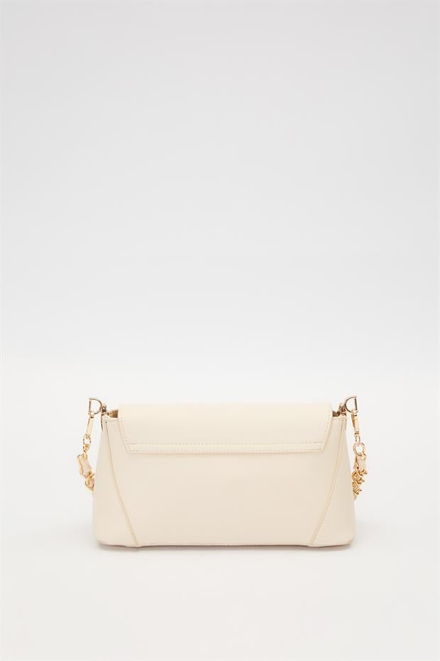 Krem Logo Detay Omuz Çantası