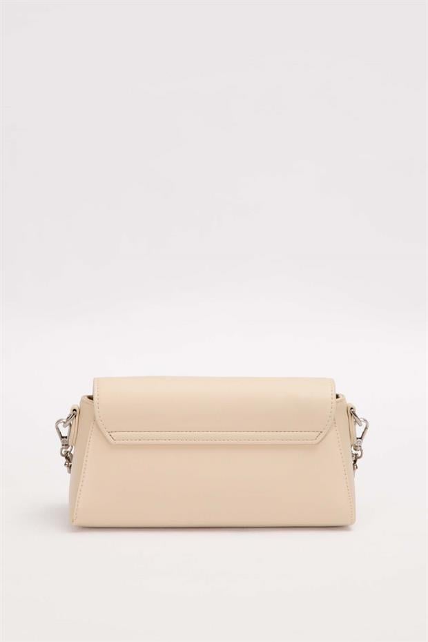 Krem Logo Tokalı Omuz Çantası