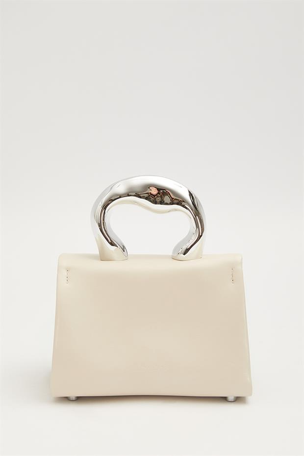 Krem Metal Aksesuar Tokalı El Çantası