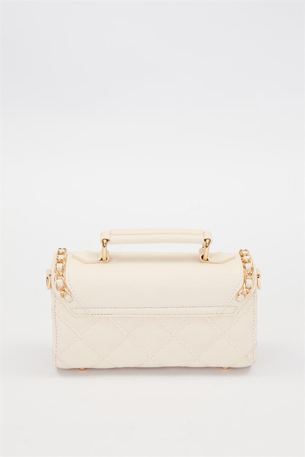 Krem Metal Halka Detay Omuz Çantası