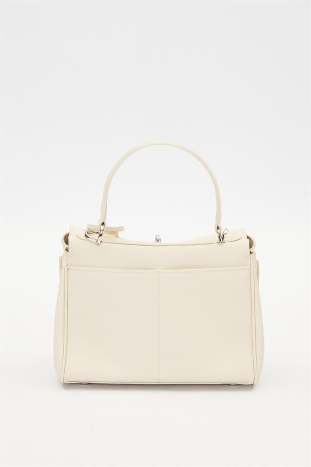 Krem Metal Tokalı El Çantası