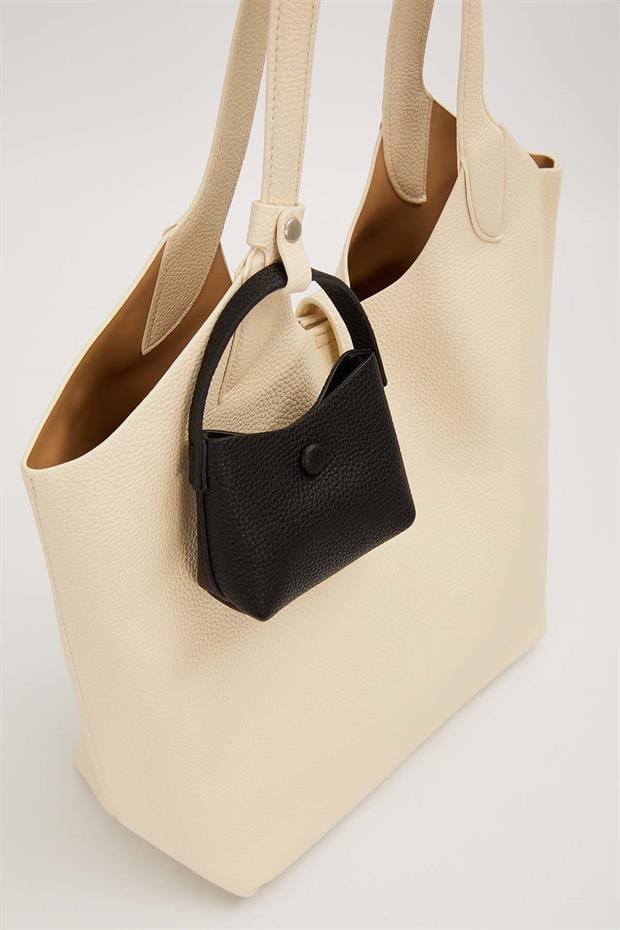 Krem Mini Çanta Detaylı Omuz Çantası