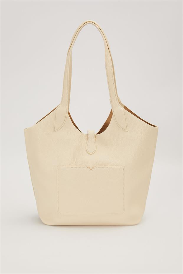 Krem Mini Çanta Detaylı Omuz Çantası