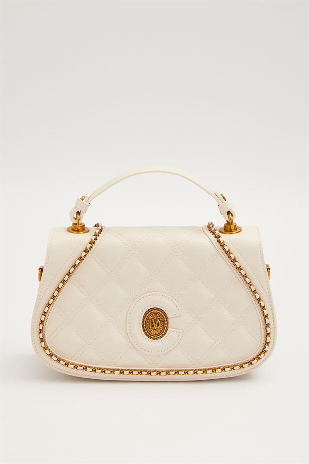 Krem Oval Model El Çantası