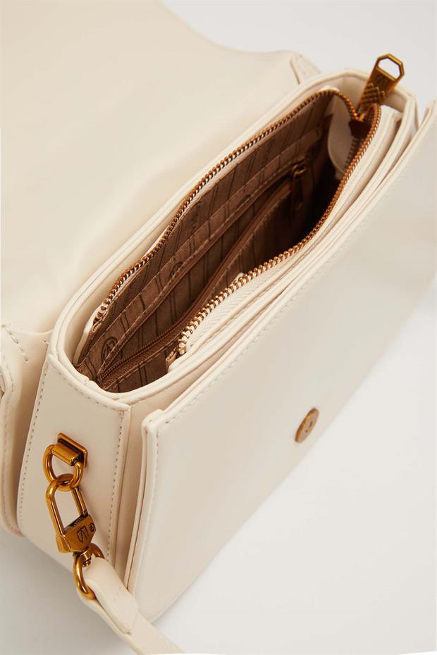 Krem Oval Model El Çantası