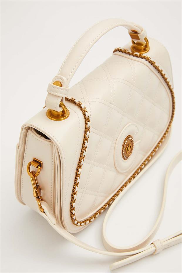 Krem Oval Model El Çantası