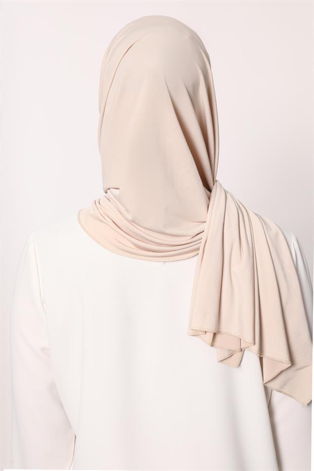 Krem Pratik Şapkalı Şal