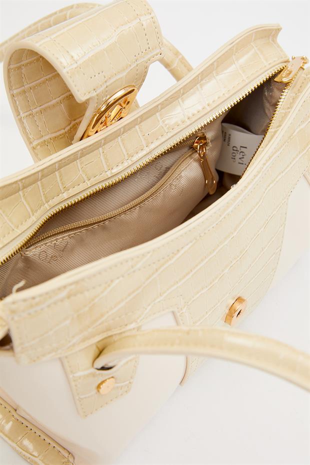 Krem - Rugan Baget Omuz Çantası