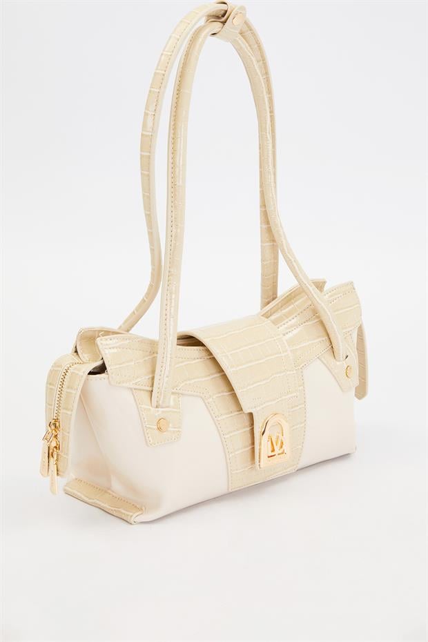 Krem - Rugan Baget Omuz Çantası