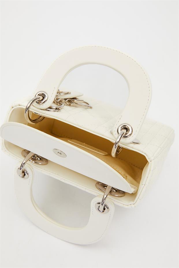 Krem Silver Akseusar Detaylı El Çantası