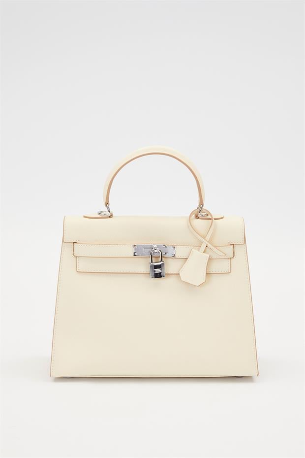 Krem Silver Kilit Detay El Çantası