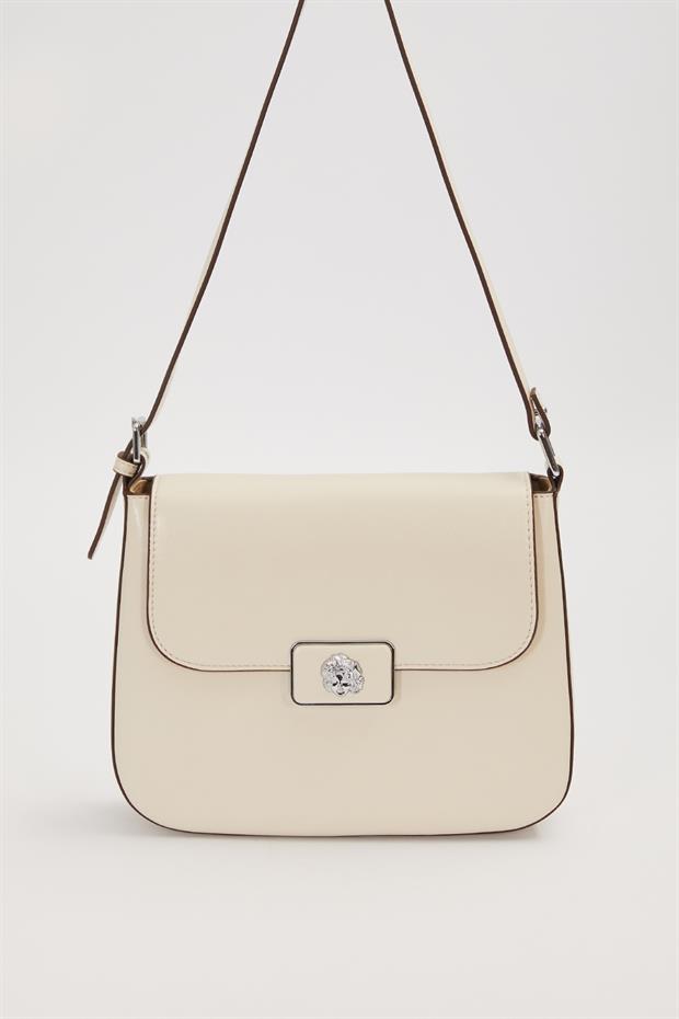 Krem Tavşan Charm Detaylı Omuz Çantası