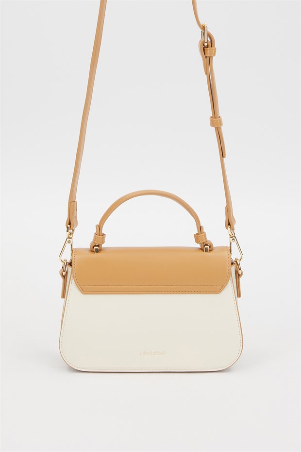 Krem Toka İşlemeli Omuz Çantası