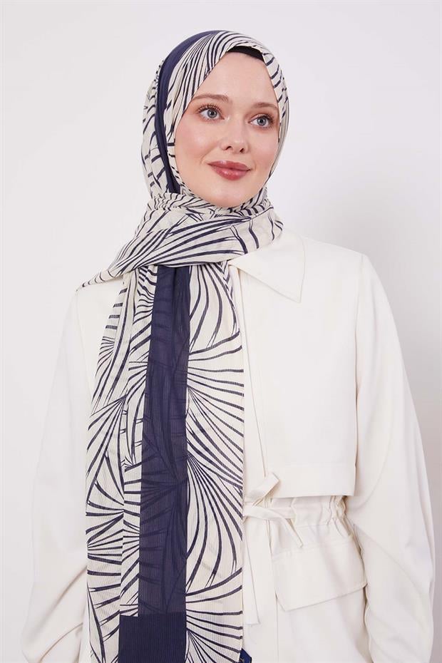 Krem Tropikal Pamuklu Şal