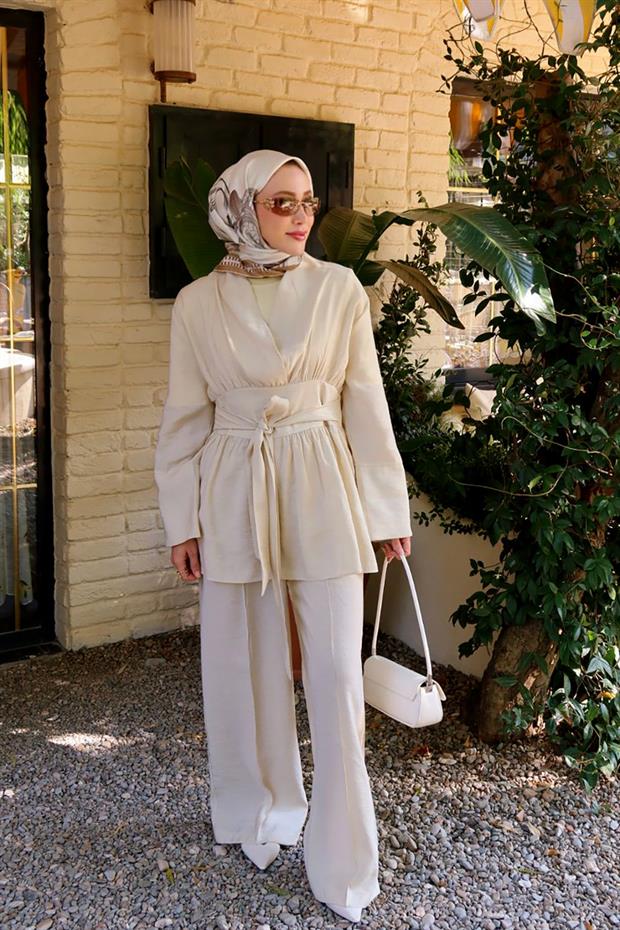 Krem Uzun Askılı Omuz Çantası