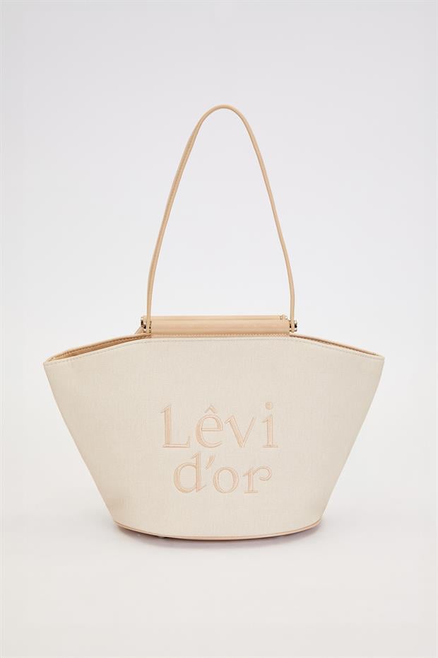 Krem - Vizon Kumaş Görünümlü Omuz Çantası