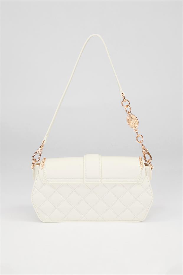 Krem Yuvarlak Toka Detay Omuz Çantası