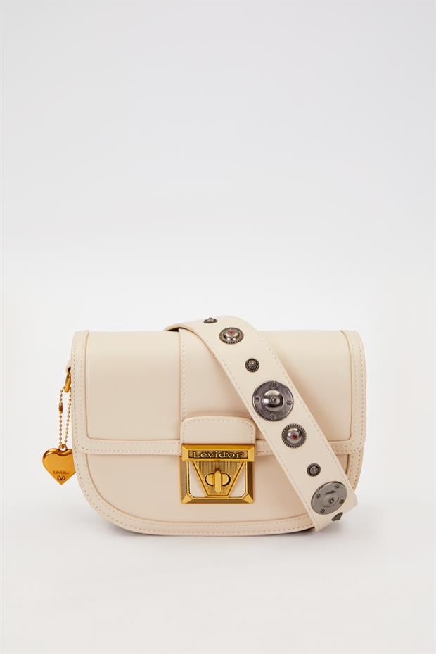 Krem Zımba Detay Omuz Çantası