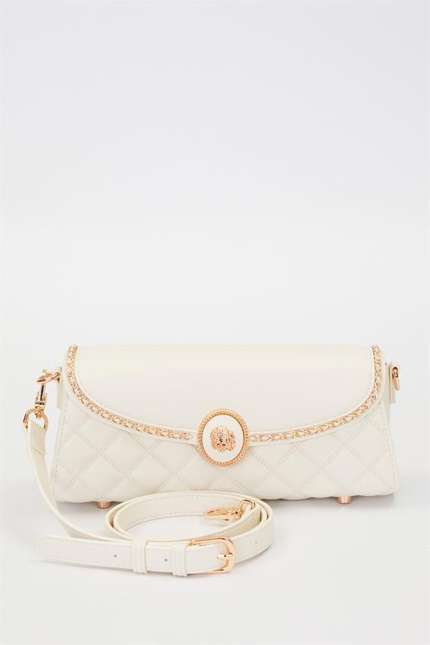 Krem Zincir Askı Detay Omuz Çantası