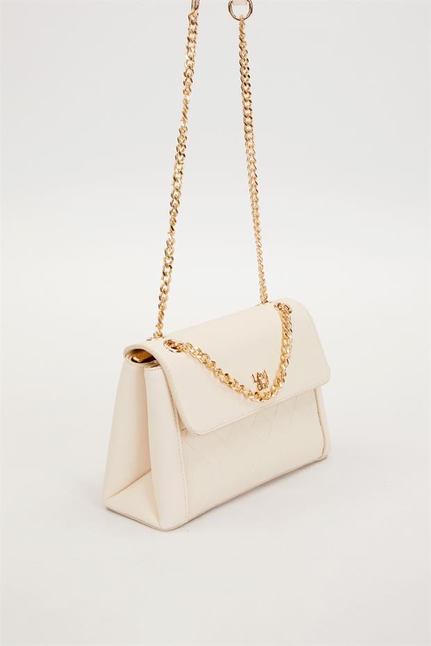 Krem Zincir Askı Omuz Çantası