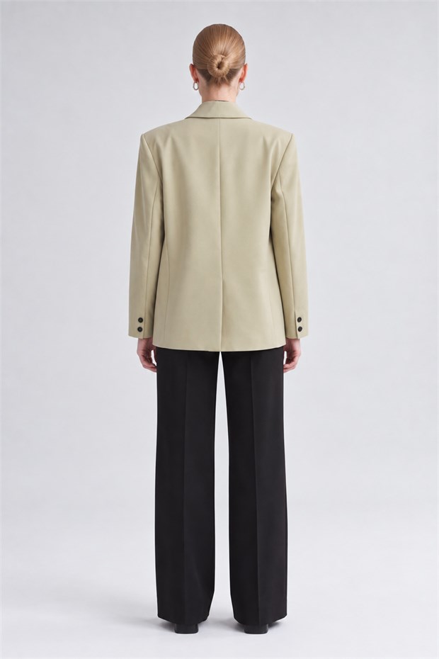 Kruvaze Kesim Blazer Ceket K.Bej