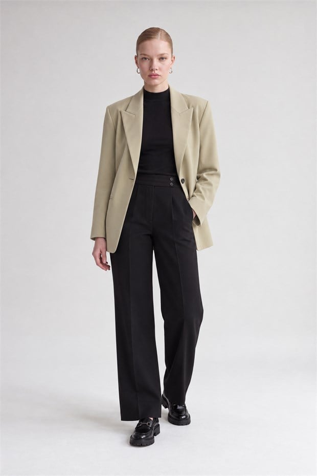 Kruvaze Kesim Blazer Ceket K.Bej