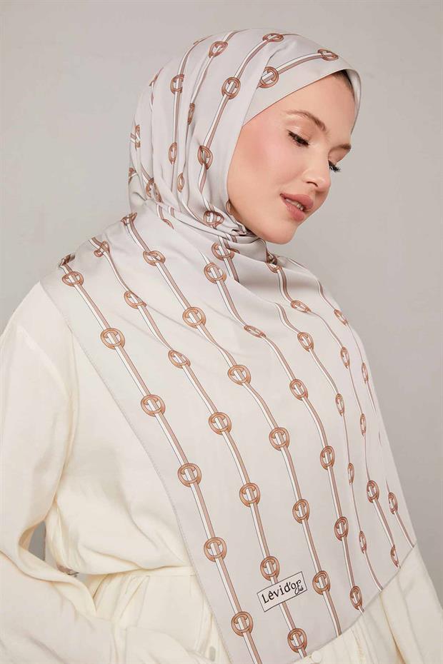 Kum Çizgili Halka Desen Club Şal