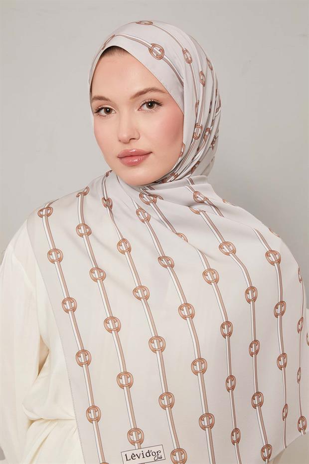 Kum Çizgili Halka Desen Club Şal