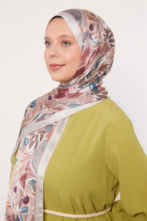 Kum Petunya Desen Hint İpeği Şal