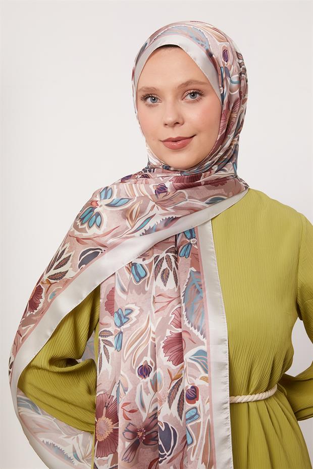 Kum Petunya Desen Hint İpeği Şal