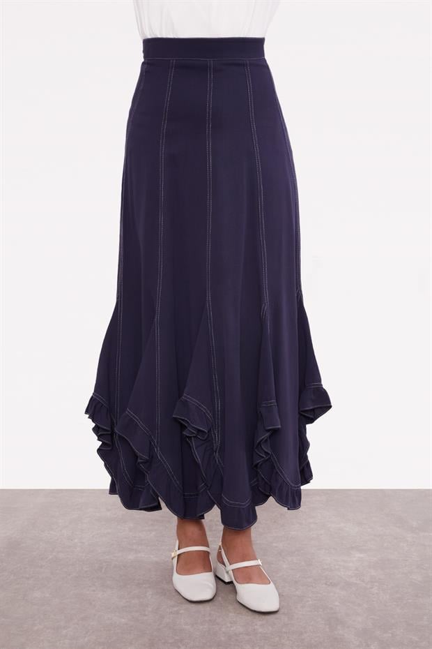 Lacivert ÇİÇEK DESENL ETEKLİ TAKIM